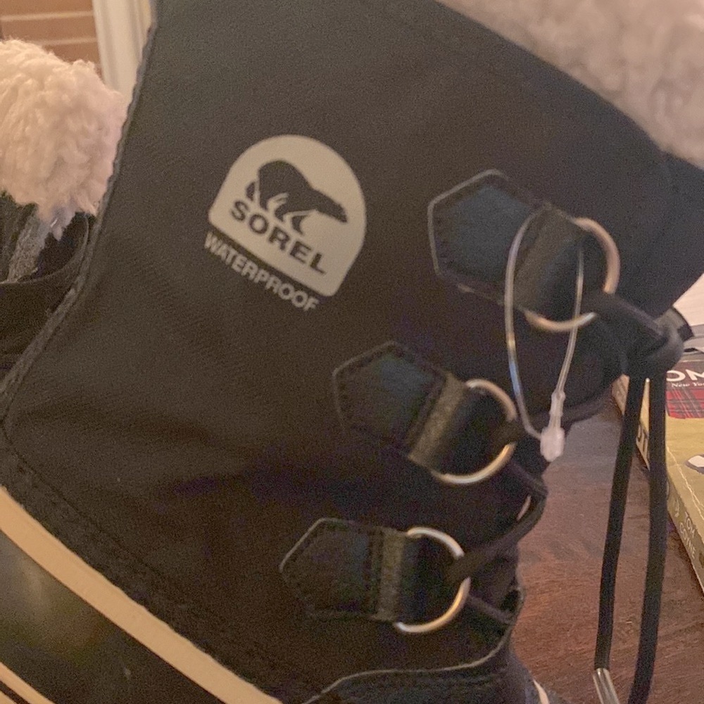 Sorel Waterproof Fleece Lined Duck Boots Navy Blue Kids Size 1 - Picture 2 of 11
